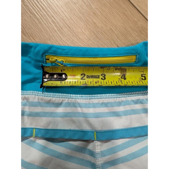 Lululemon Speed Up Short Size 8 Blue White Striped Running Gym Liner Zip Pocket - Picture 9 of 12